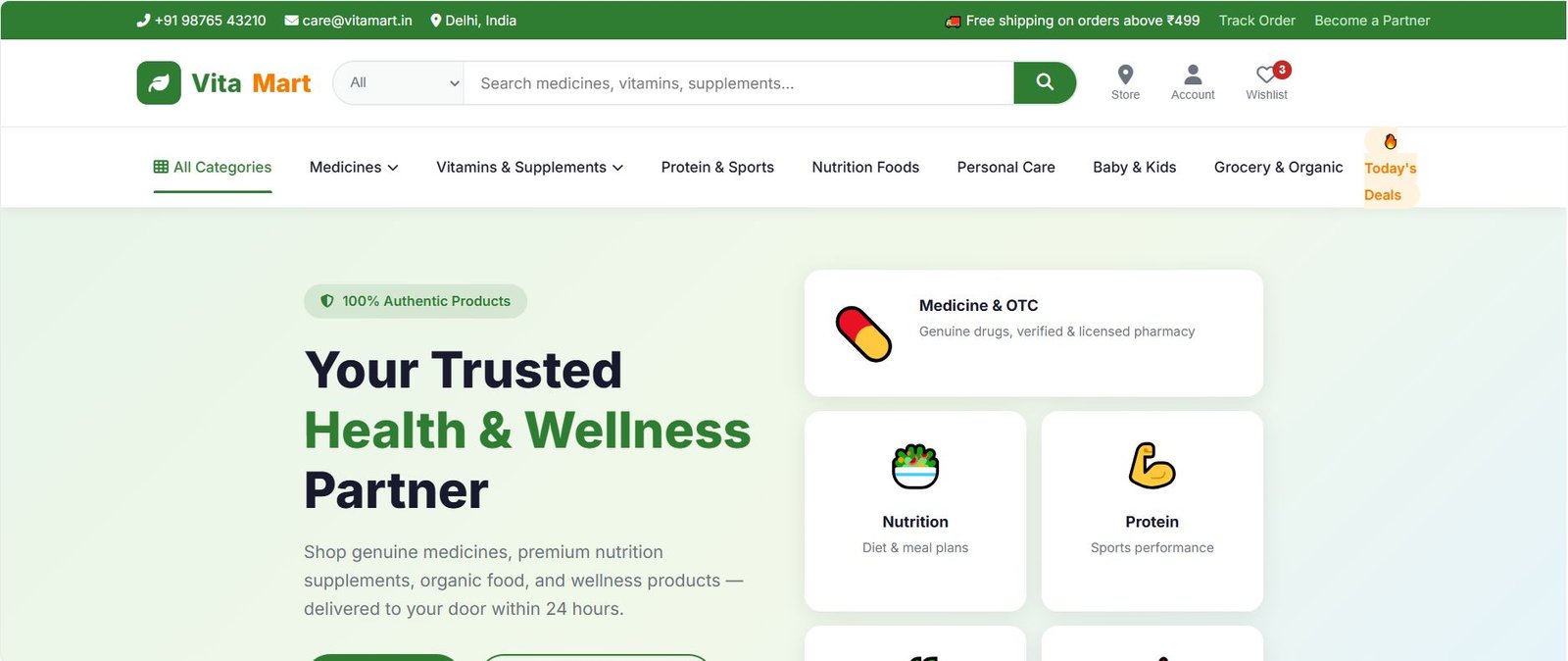 HTML templates for vitamin and Nutrition supplements store