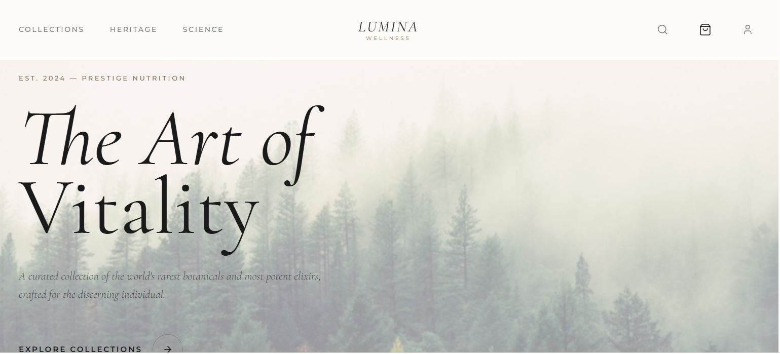 Lumina Wellness and implemented a sophisticated Luxury/Prestige design aesthetic.