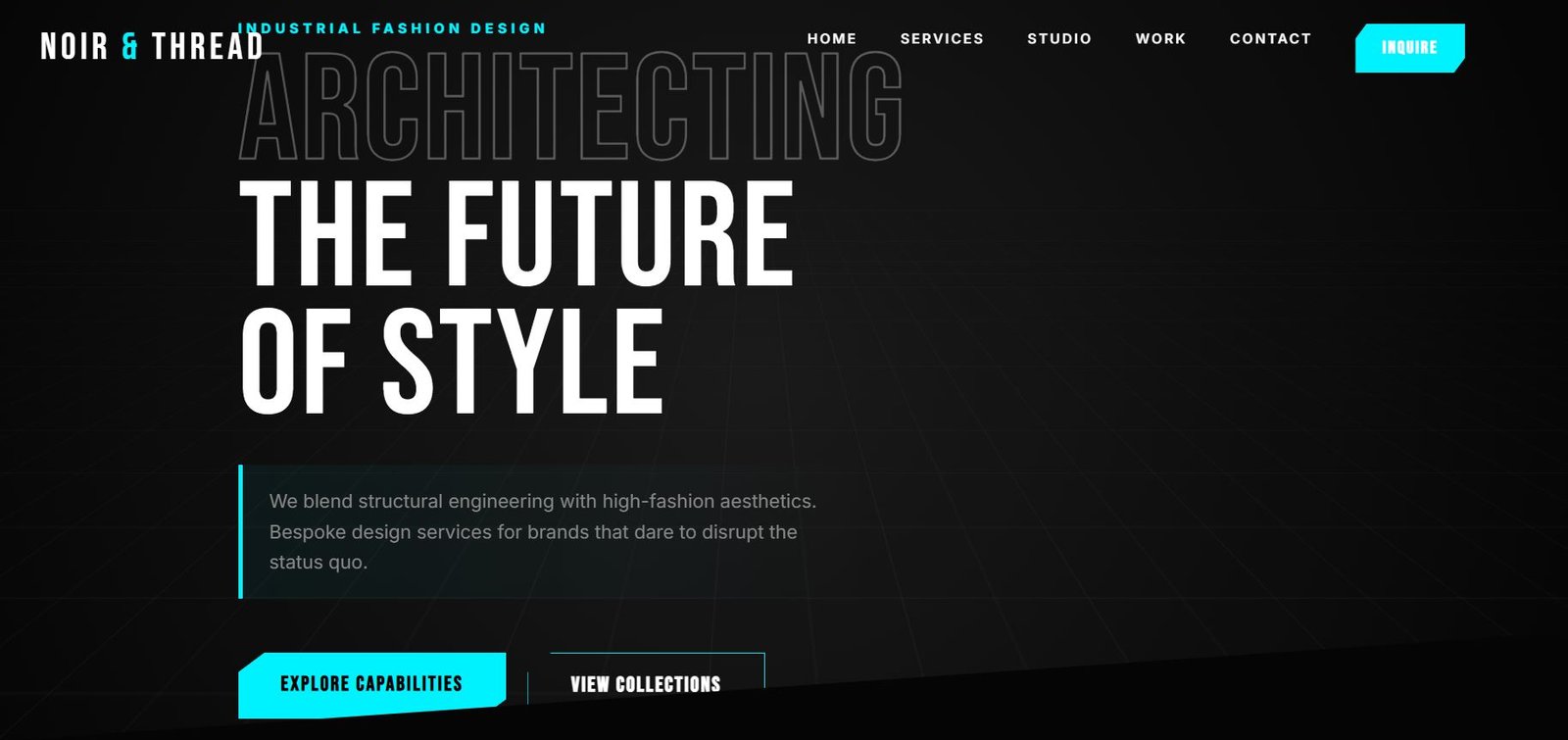 "NOIR & THREAD", giving it a sharper, more industrial "Cyber-Fashion" HTML Template