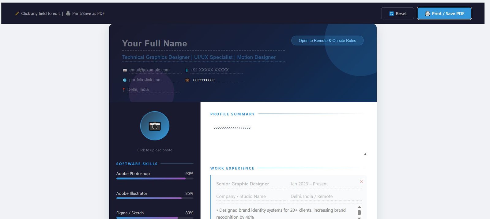 CV template for a Technical Job Seekers