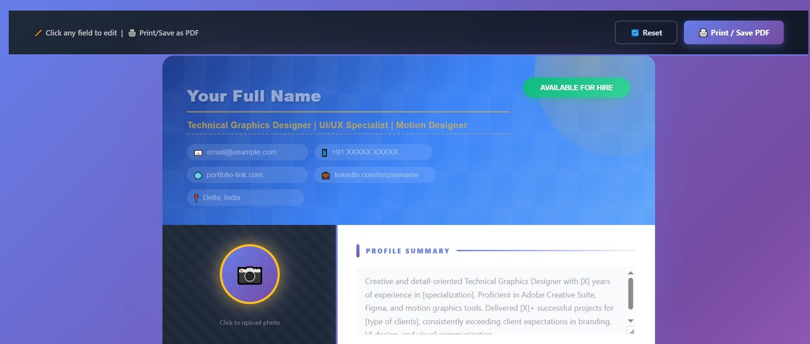Graphics Designer CV Template