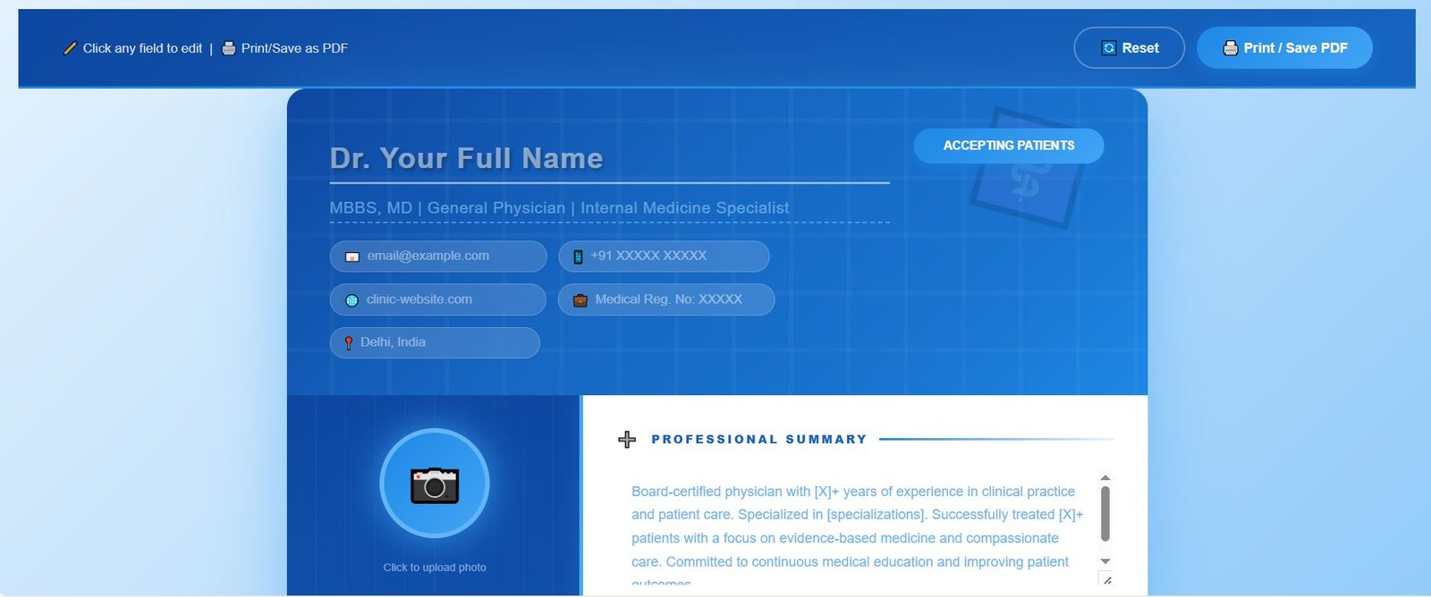 Medical Practitioner CV Template