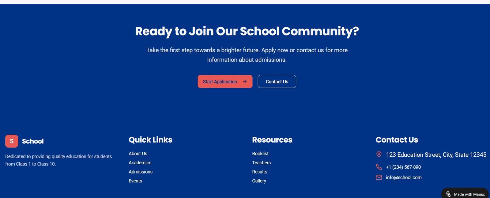 School Website Source Code Preview 2