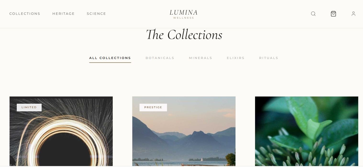 Lumina Wellness and implemented a sophisticated Luxury/Prestige design aesthetic. Preview 2