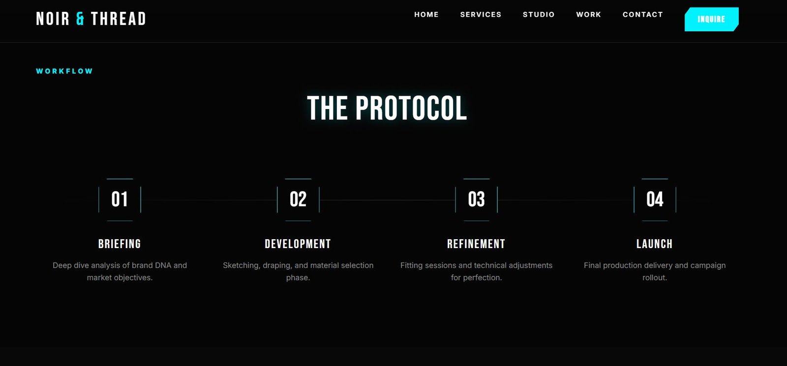 "NOIR & THREAD", giving it a sharper, more industrial "Cyber-Fashion" HTML Template Preview 3