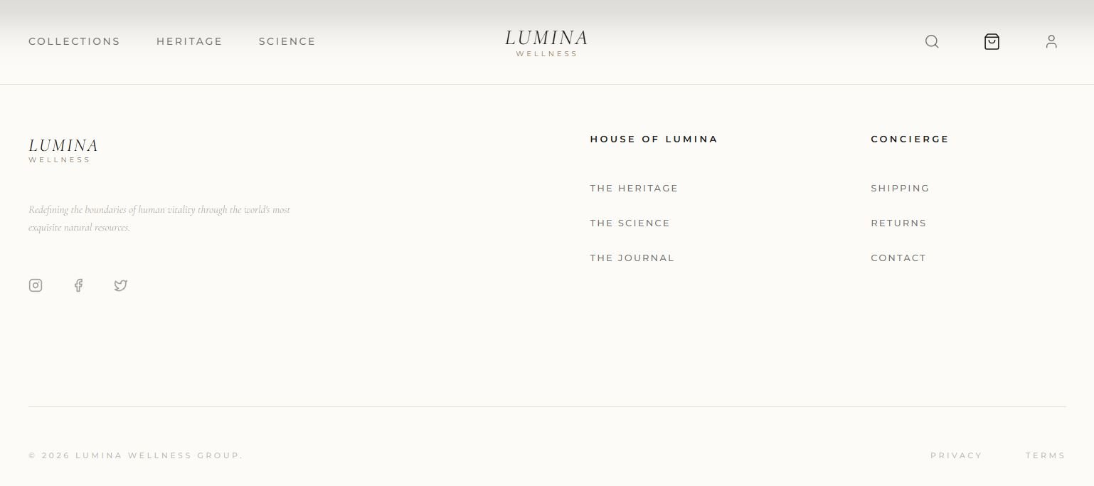 Lumina Wellness and implemented a sophisticated Luxury/Prestige design aesthetic. Preview 4